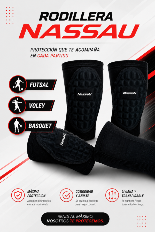 Rodillera de futsal-voley-basquet Nassau Shield unisex acolchada